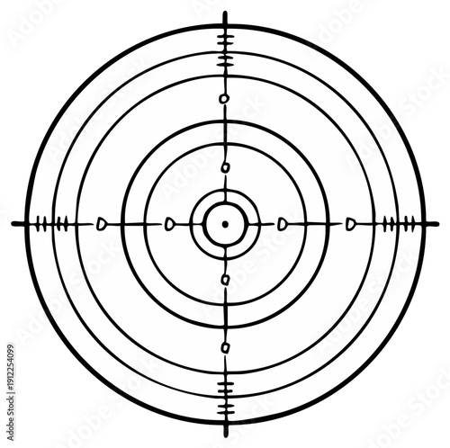 Concentric Circles Target Symbol with Crosshairs and Aiming Marks