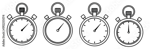 Line art timer set featuring various stopwatches for time management