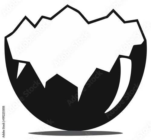 Cracked Eggshell Silhouette Graphic Icon Representing New Beginning or Brokenness