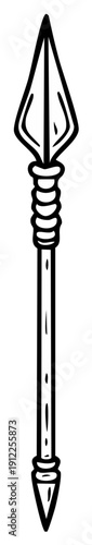 Hand drawn ancient primitive spear weapon vector illustration