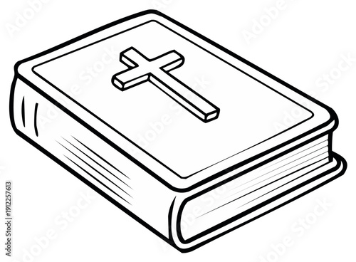 Illustrated book with a cross symbol on the cover