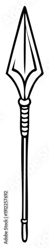 Drawn spear with a sharp arrowhead and handle illustration weapon lance