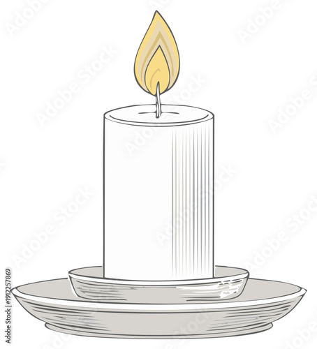 Illustration of a lit candle in a candle holder