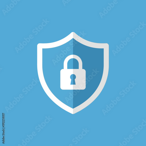 Shield with a padlock symbol representing security or protection.