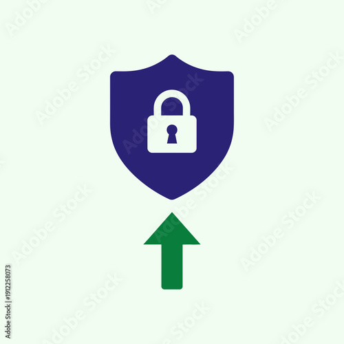 Shield with a padlock symbol representing security or protection.