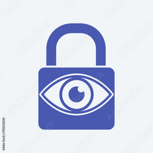 Lock icon with an eye symbol inside, representing security and surveillance.