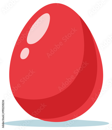 Glossy red Easter egg vector illustration with shiny highlights for holiday design