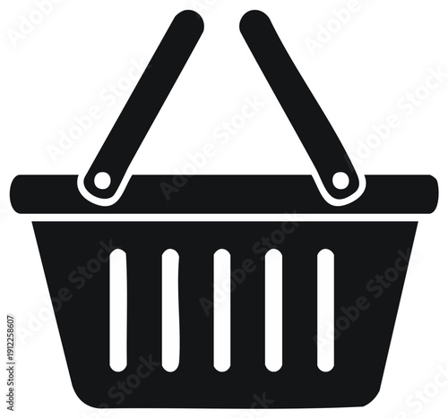 Simple Black Shopping Basket Icon for Commerce and Retail
