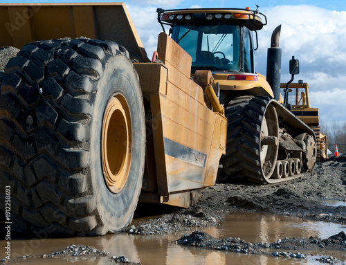 Canada, BC, Surrey.  Industrial road grading equipment in use 