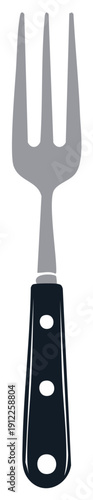 Classic Kitchen Dinner Fork with Dark Handle Vector Graphic Icon