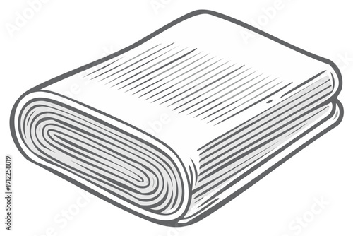Vintage line art illustration of a neatly folded towel or blanket