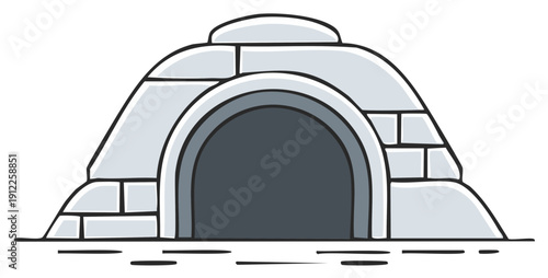 Cartoon Arctic Igloo Structure Shelter, Eskimo Dwelling, Ice Block Home Illustration