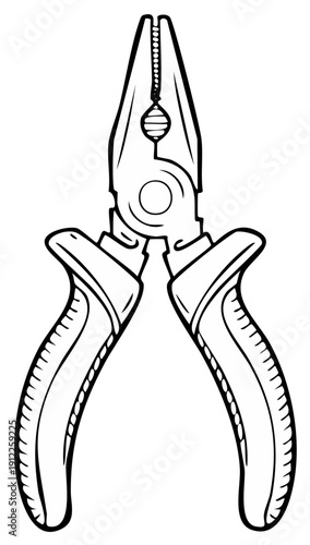 Line art illustration of a pair of combination pliers with textured handles