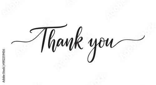 Elegant cursive thank you text in stylish handwritten font