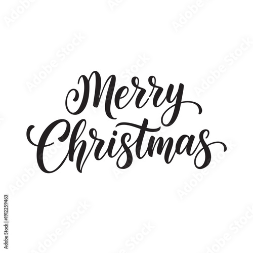Elegant cursive merry christmas greeting text isolated on transparent