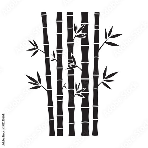 Illustration of bamboo stalks with leaves isolated on transparent background