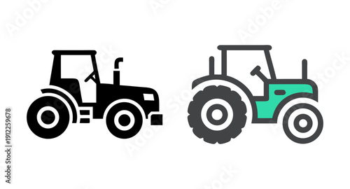 Tractor icon vector illustration agriculture farm machinery farming equipment vehicle design graphic symbol