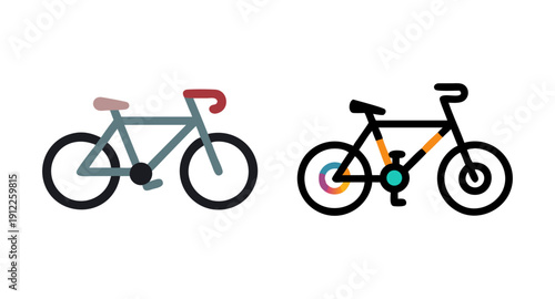 Two bicycle cliparts bike vector illustration transportation cycle riding cycling sport equipment design 90s