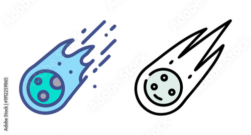 Illustration of a shooting star and comet for space exploration and astronomy education resources