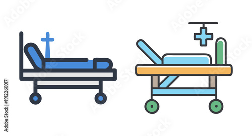 Hospital bed illustration vector design showcasing medical beds and patient care equipment design
