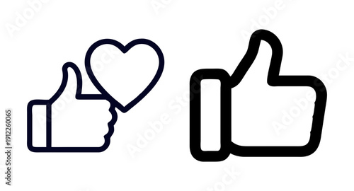Thumbs up like heart icon vector illustration for social media approval and appreciation design