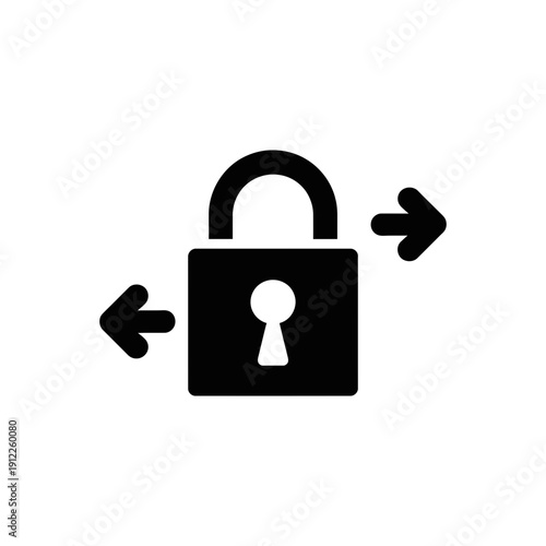 Closed padlock icon with arrows symbolizing digital security, access restriction and user control