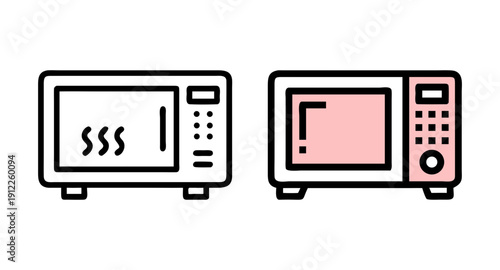 Explore microwave oven vector illustration for kitchen appliances and cooking technology design ideas