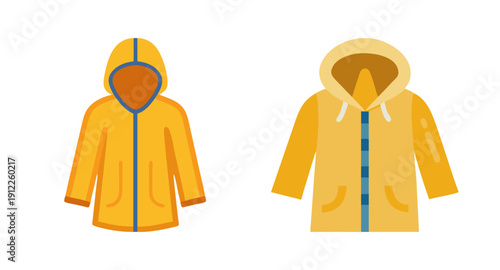 Yellow raincoat vector illustration for weather protection and outdoor activities apparel design element