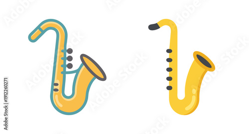 Illustration of two cartoon saxophones for jazz music lovers and musical instrument enthusiasts alike