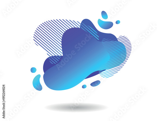 Fluid abstract background. Dynamic Blue Purple Liquid Blob with Striped Accents