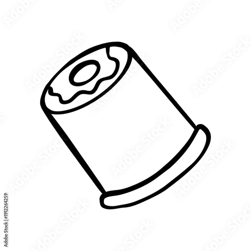 Vector hand drawn coffee capsule on white background. Simple black and white doodle espresso pod illustration for cafe packaging, menu icon, sticker, branding and modern coffee machine design.