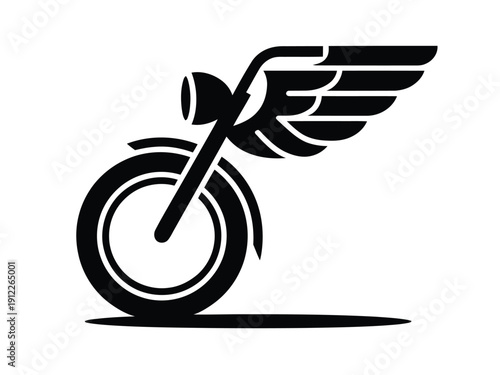 A stylized illustration of a motorcycle with wings, symbolizing freedom and adventure.