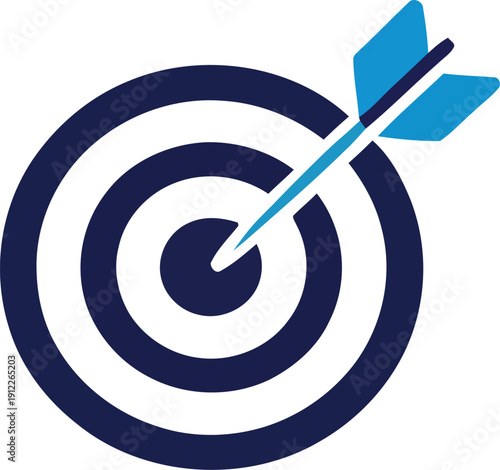 Bullseye target with blue dart hitting the center accurately  precise aiming concept
