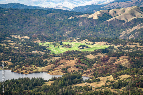 Mount Tamalpais and Lake Lagunitas View with Golf Course in Marin County, California