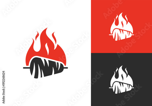 Fiery Shawarma Logo Design A Delicious Culinary Icon.