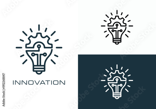 Innovative Technology Concept Lightbulb with Gear and Circuitry.