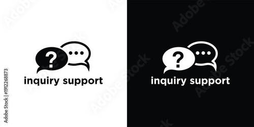 Inquiry Support Logo Design Question Mark and Speech Bubbles.