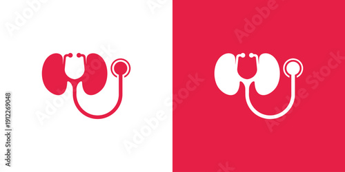 Medical illustration of kidneys and stethoscope healthcare concept.
