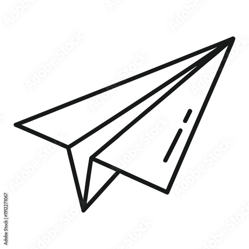Minimalist line art of a folded paper airplane in flight, symbolizing travel, communication, and simplicity.