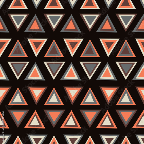 Seamless pattern with triangle decoranive art print. Polygonal rainbow mosaic background. Abstract vector illustration. Triangular graphic Simple pattern geometric design for fabric, wallpaper.