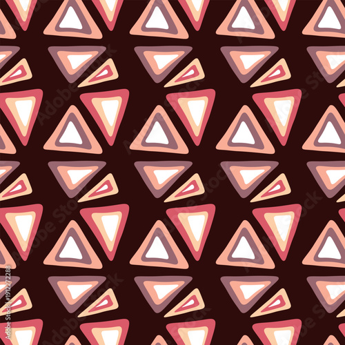 Seamless pattern with triangle decoranive art print. Polygonal rainbow mosaic background. Abstract vector illustration. Triangular graphic Simple pattern geometric design for fabric, wallpaper.