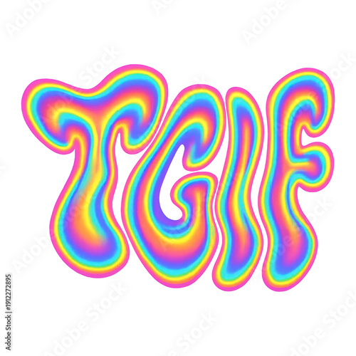 PNG Colorful psychedelic TGIF design.