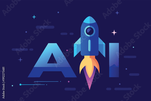 Stylized technical illustration of API concept with a rocket launch. Symbolizes rapid development, efficient digital integration, and innovation in software and technology solutions