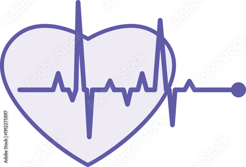 Colored Pulse Icon. Vector Icon. Pulsating Heart, Cardiogram. Love, Passion, Emotions, and Health