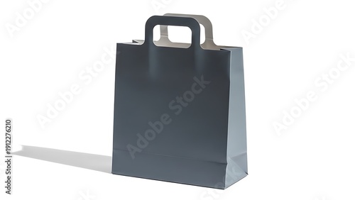 Option 1: Minimalist Charcoal Grey Paper Shopping Bag Mockup with Die-Cut Handles
