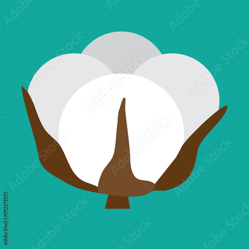 Cotton flower solid icon in flat style isolated on transparent background. Clean natural symbol ideal for organic products, eco branding, textile industry, sustainable fashion