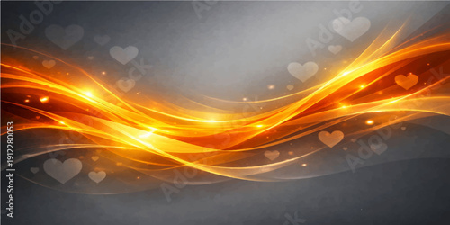 Fiery abstract fractal flame background with glowing waves