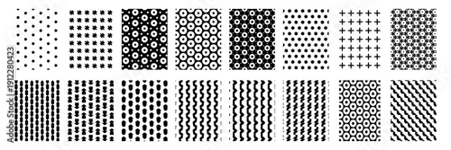 Set of Black‑and‑White Halftone Texture Pattern Set for Graphic Design, Printing, Illustration, and Modern Visual Effects