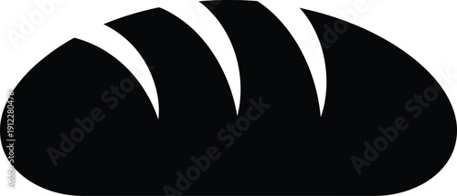 A black silhouette of a loaf of bread with four diagonal cuts on top