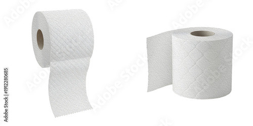 Schilderij op canvas White Toilet Paper Rolls isolated on white background, Soft Textured Bath Tissue
